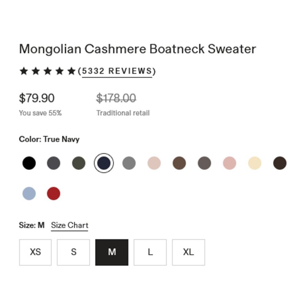 Mongolian Cashmere Boatneck Sweater True Navy Size M NWT - Picture 6 of 6
